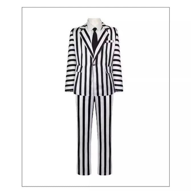 2024 Beetlejuice Halloween Cosplay Costume – Suit, Blazer, Tie & Shirt for Men & Women