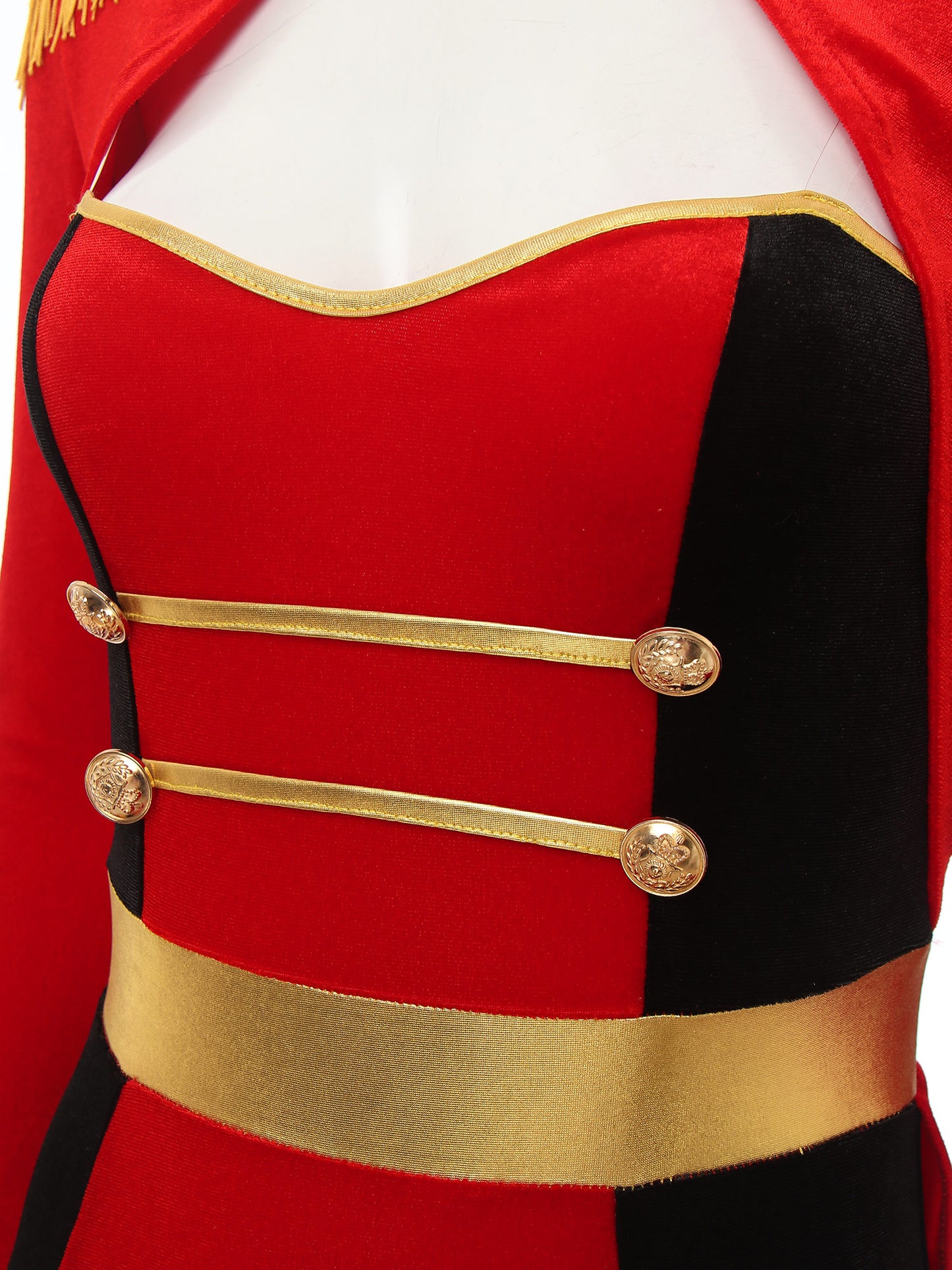 Women's Sexy Circus Ringmaster Costume - Velvet Long Sleeve Jumpsuit with Tailcoat