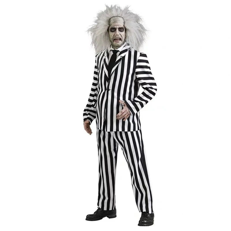 2024 Beetlejuice Halloween Cosplay Costume – Suit, Blazer, Tie & Shirt for Men & Women