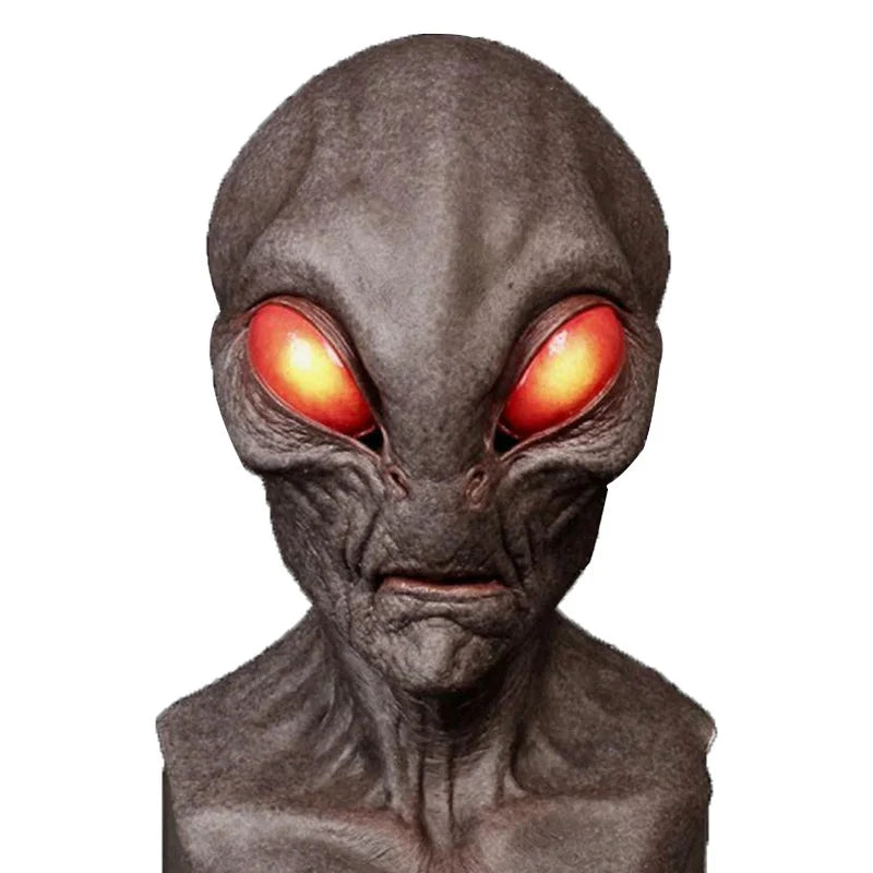 Latex Halloween Alien Mask Horrible Big Eyes UFO Full Face Scary Horror Alien Head Adult Masks Monster Party Cosplay Props