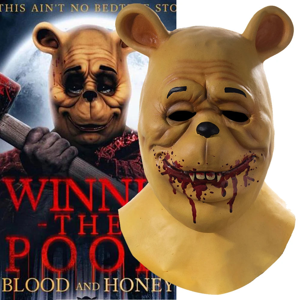 Disney Winnie The Pooh: Blood and Honey Mask Latex Cosplay Winnie Face Mask Halloween Scary Horror Masks Helmet Masquerade Mask