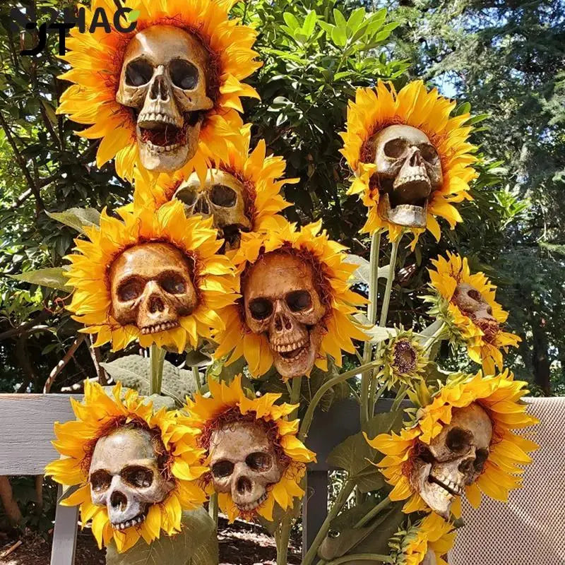 Statues Sculptures Halloween Decorations Artificial Skull Head Model Plastic Skull Bone Scary Horror Skeleton Party Bar Ornament