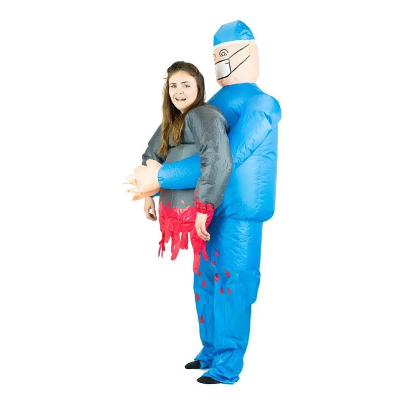 Adults Scary Doctor/Surgeon Inflatable Costume Halloween Carnival Tricky Cosplay Costume Props Fancy Dress Stage Shows Apparel