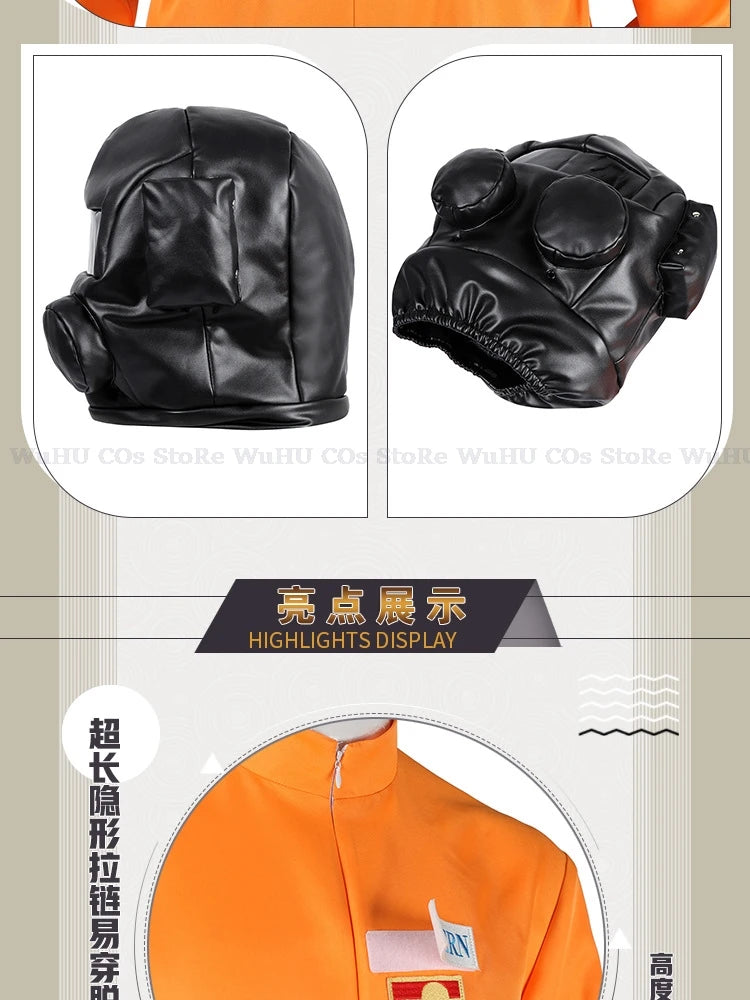 Game Lethal Company Cosplay Costume Red Jumpsuits Lethal Company Mask Clothing Jumpsuit Full Set Men Halloween Role Play Party