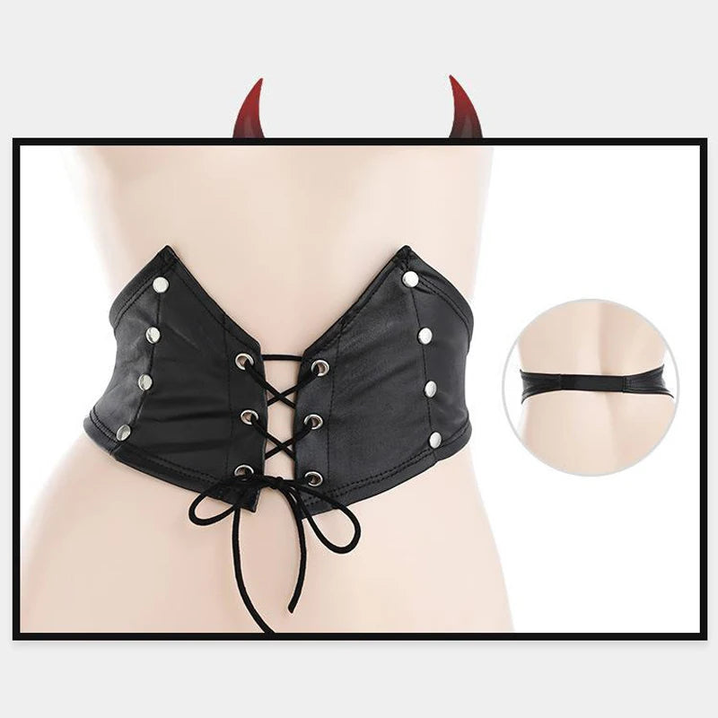 AniLV 2022 Halloween Rivet Straps Devil Wings Leather Unifrom Dark Night Demon Women Pajamas Outfits Costumes Cosplay