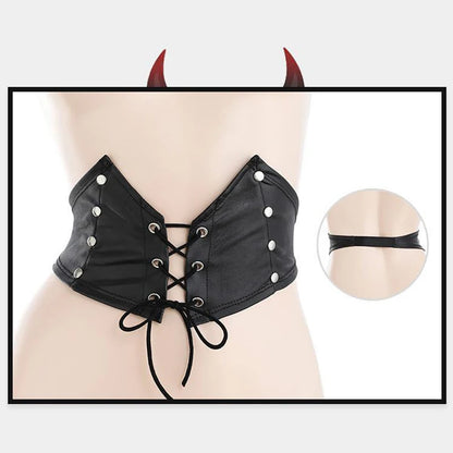 AniLV 2022 Halloween Rivet Straps Devil Wings Leather Unifrom Dark Night Demon Women Pajamas Outfits Costumes Cosplay