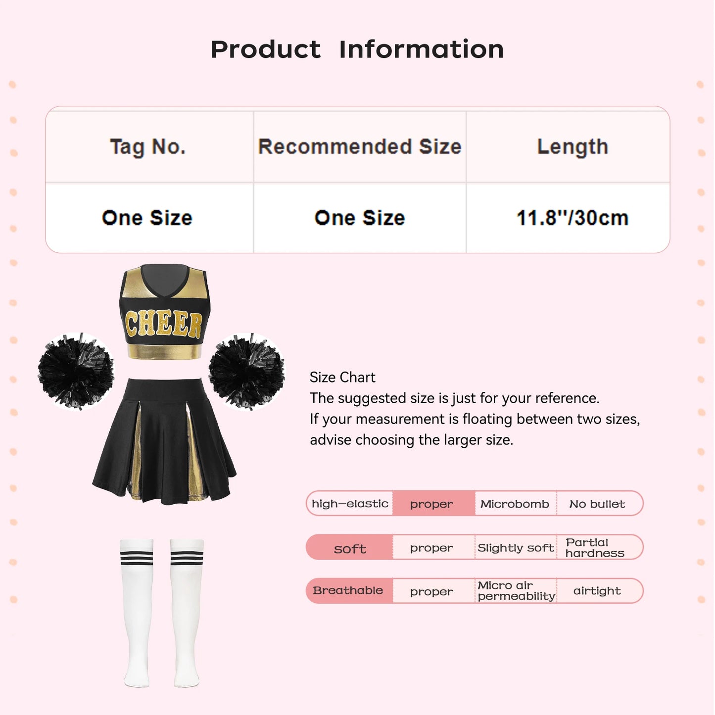 Childrens Cheer Leader Costume Girls Cheerleading Uniform Outfits with Flower Balls Socks Schoolgirl Dance Dress Halloween Party