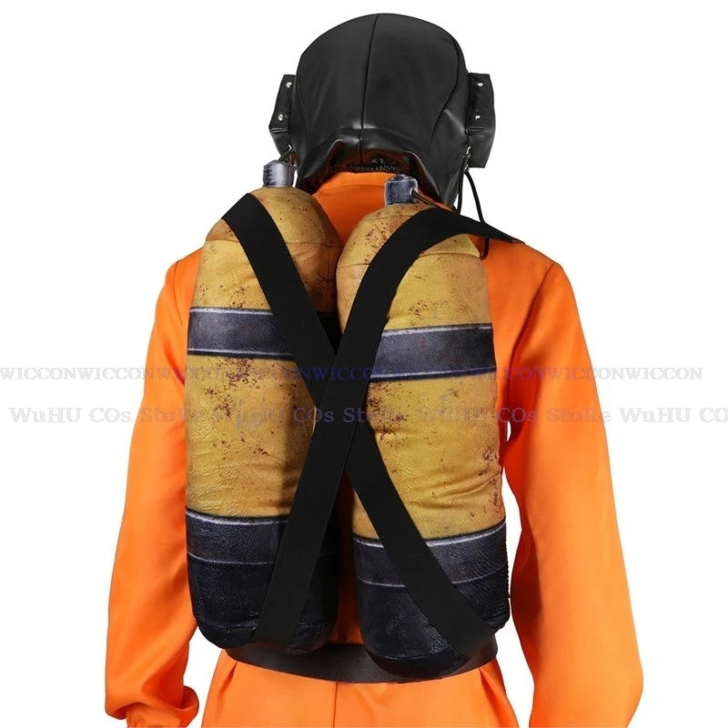 Game Lethal Company Cosplay Costume Red Jumpsuits Lethal Company Mask Clothing Jumpsuit Full Set Men Halloween Role Play Party