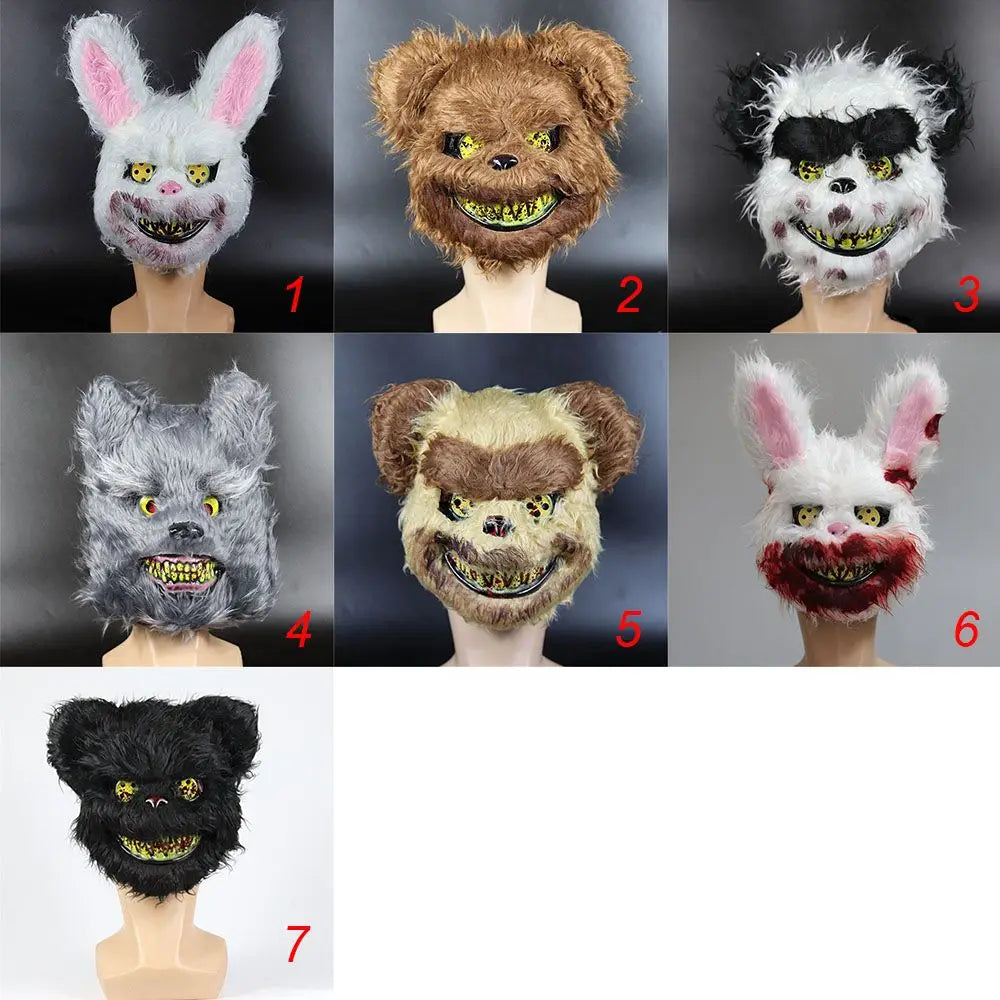 Horror Ghost Bear Bloody White Bunny Rabbit Halloween Mask Adult Mask Headgear Killer Masque